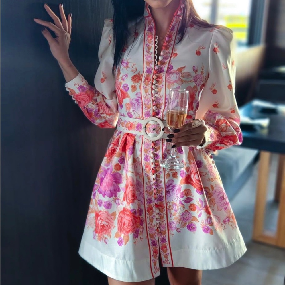 Floral buttoned mini dress